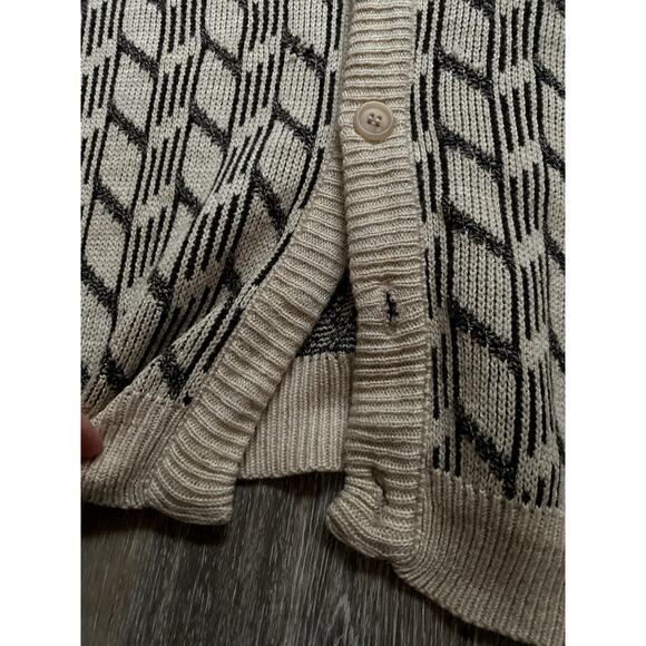 Vintage Towncraft Chunky Knit Cream Cardigan Sweater XL Abstract Cozy Winter - Picture 3 of 5